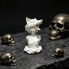 3D Printed Dark Wolf Girl Bust Sculpture, Wolf Head Design Compact Desktop Ornament for Study Esports Room Unique Gift Decor