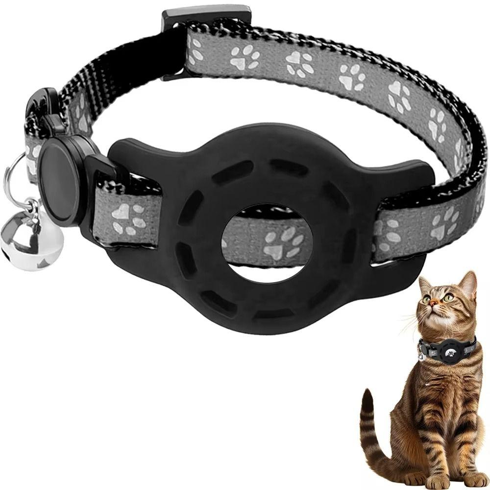 with Bells Cat Collar Reflective Strips Adjustable For Airtag Holder Safety Buckle Anti-Lost For Airtag Case for AirTag