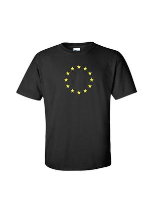 EU Europäische Union Gelbes Logo T-Shirt Cool FLAGGE EURO Schwarzes Baumwoll-T-Shirt