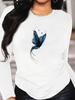 (Asian Size) Tee O-neck Print Autumn Winter Spring Women Clothing 90s Butterfly Trend Casual Long Sleeve T Shirt Fashion Top Graphic T-shirts