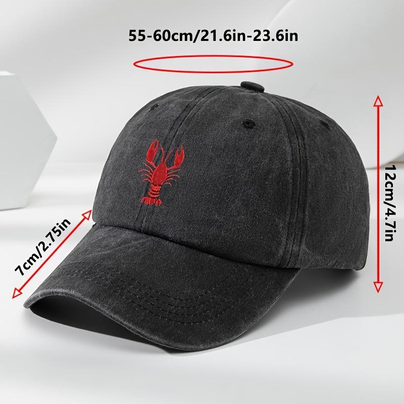 1pc Unisex Leisure Fun Lobster Embroidered Baseball Caps,Outdoor Windproof Sunshade Casual Adjustable Duckbill Caps for Holiday
