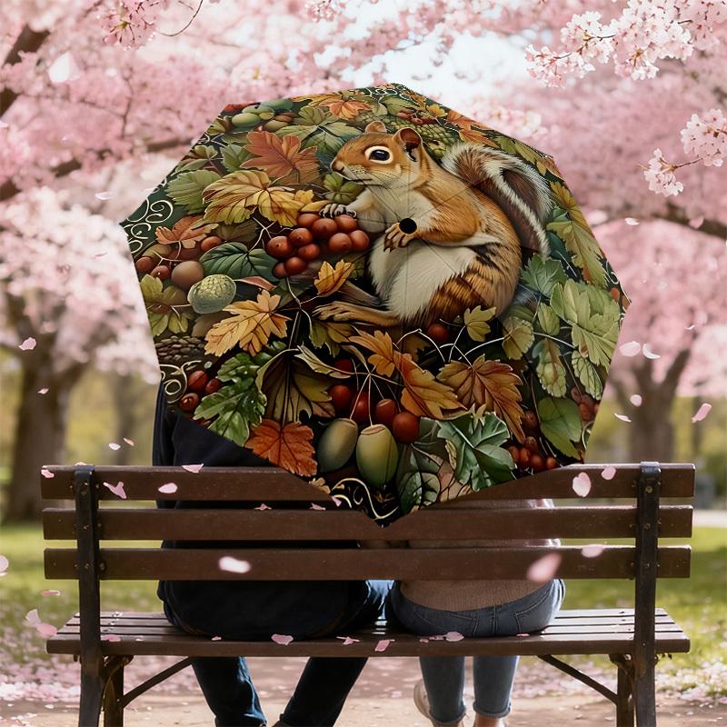 1PC Squirrel Fruit Umbrella-8-Rib Reinforced, Automatic Open, Lightweight & Durable, Cute Fashion Accessory for Outdoor-F2619