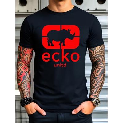 European Size Men'S T-Shirt Ecko Rhino Logo Print American Street Trendy Style Trendsetter Essential Daily Casual Breathable Top