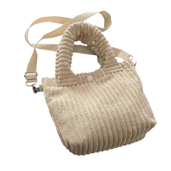 Corduroy Shoulder Bag Women Solid Color Crossbody Purse Handbag with Adjustable Shoulder Strap Top Handle for Street Commuting Daily Errands