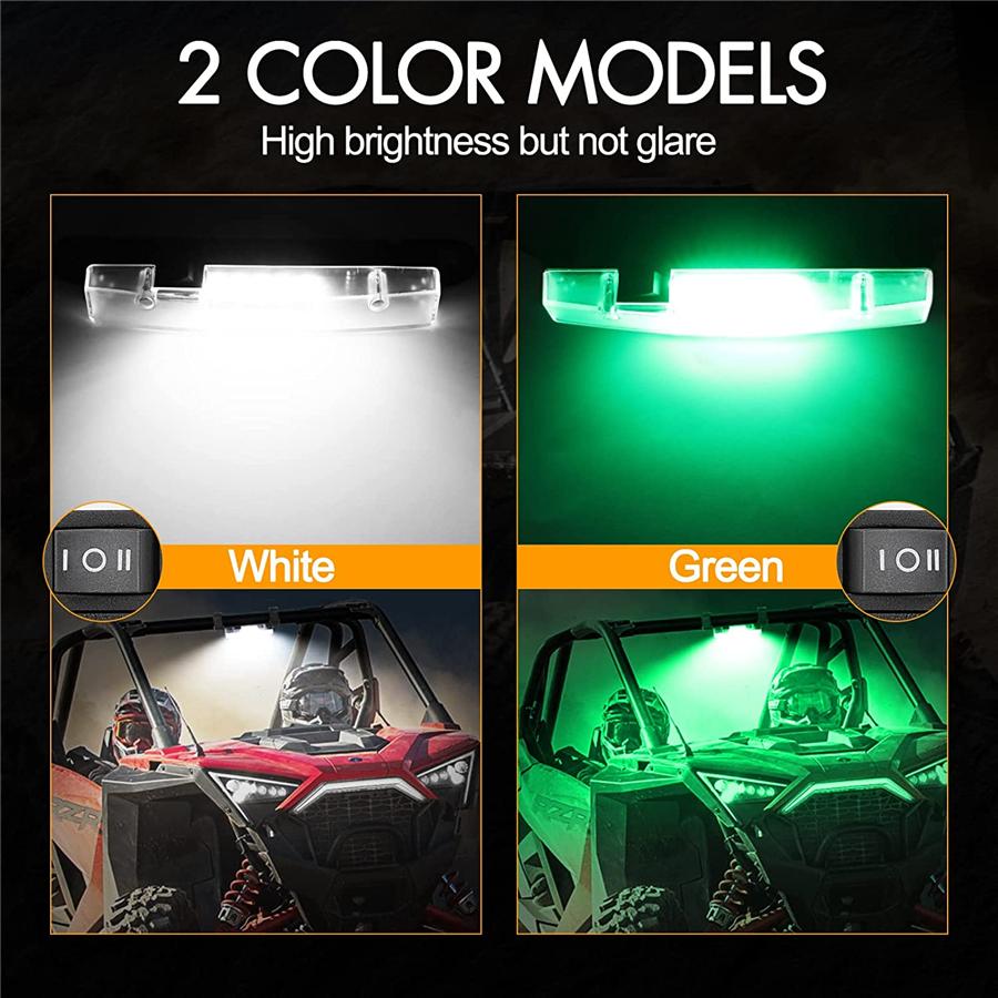 White & Green LED Roll Bar Mount Dome Light For UTV Can Am Polaris RZR Universal