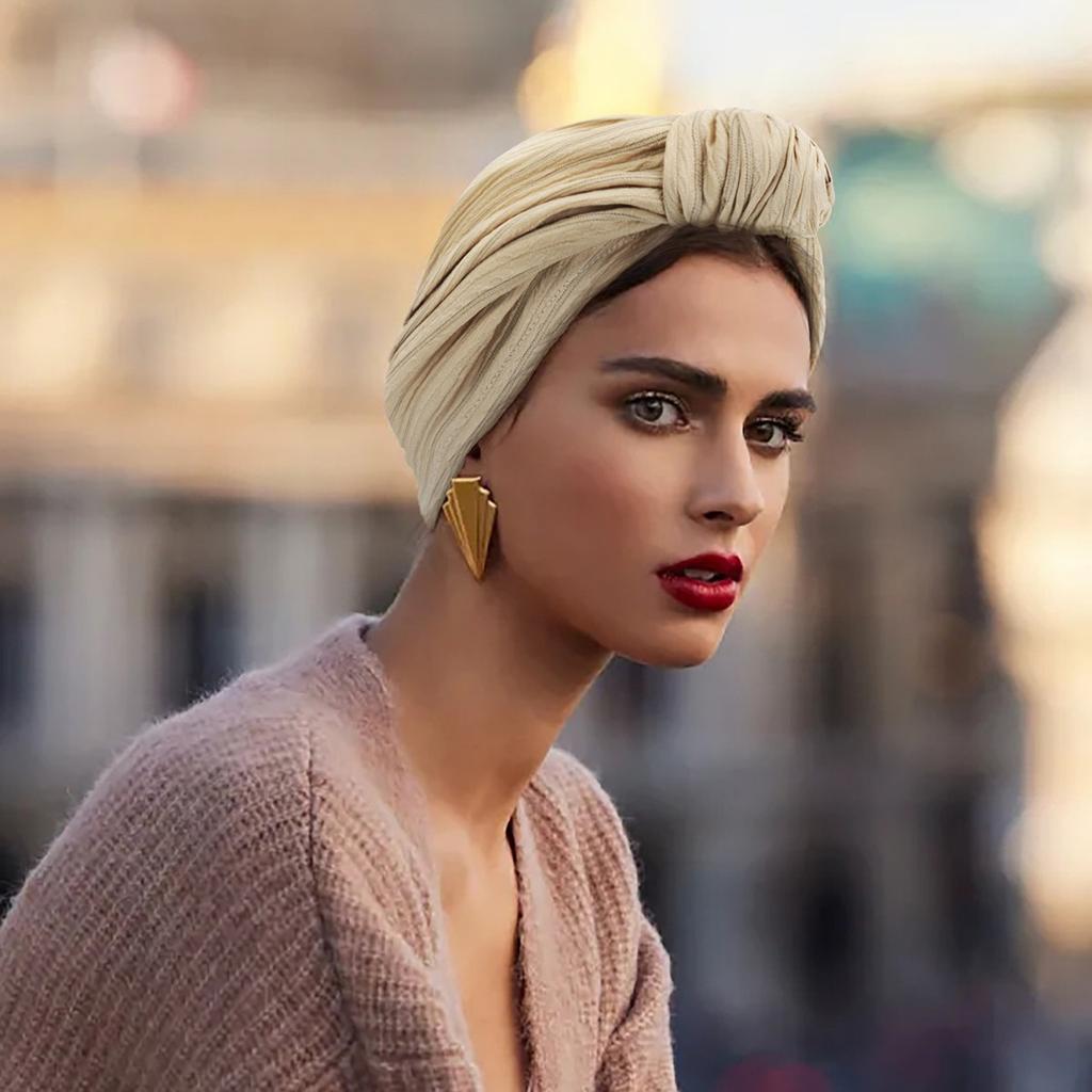 Turbante Elegante da Donna Stile Filo Argentato Cappello per Capelli