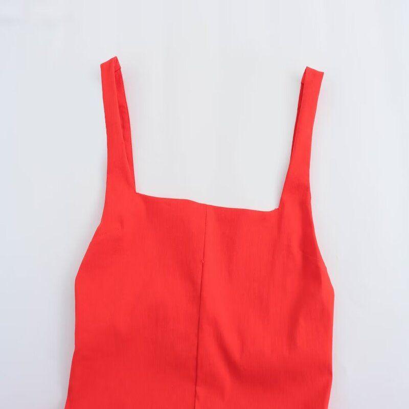 Fashion Style 2024 Summer New Arrival Women's Sling Stylish Open Back Midi Skirt Mid Length Long Length Dress 3118369