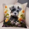 Cute Mini Schnauzer Dog Cushion Cover Home Double Print Decor Cartoon Pet Animal for Sofa Car Pillowcase Soft Plush Pillow Case