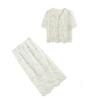 Hollow suit women's summer new design temperament socialite short-sleeved top skirt two-piece set