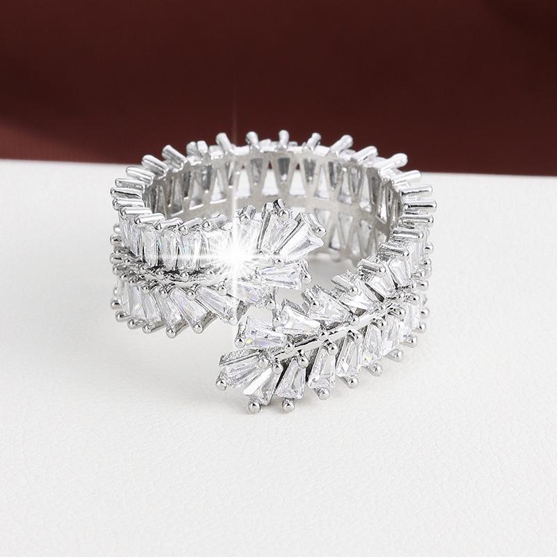 Exquisite Wheat Ear Zircon Open Ring - Elegant Pure Copper Index Finger Design