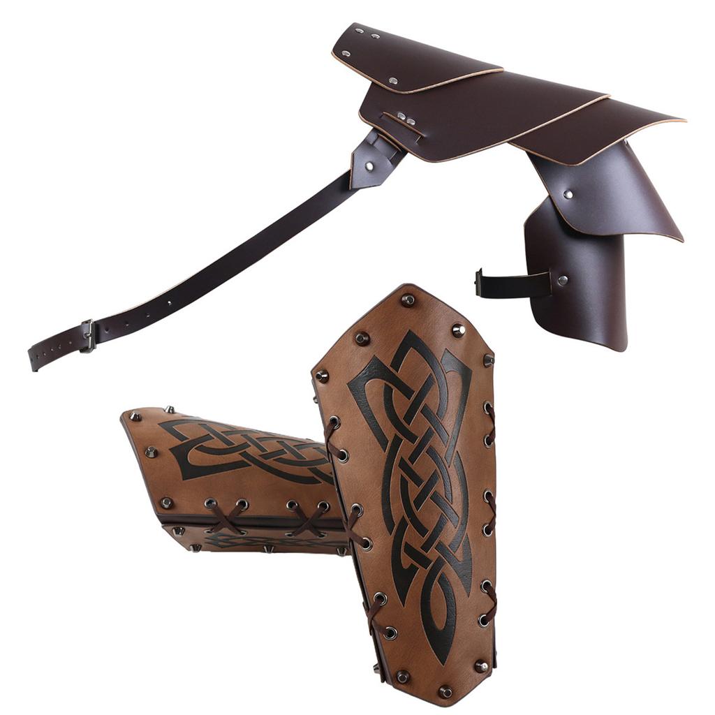 Knight Arm Gauntlets Leather Belt  Vintage Arm Guards Halloween Cosplay Costume