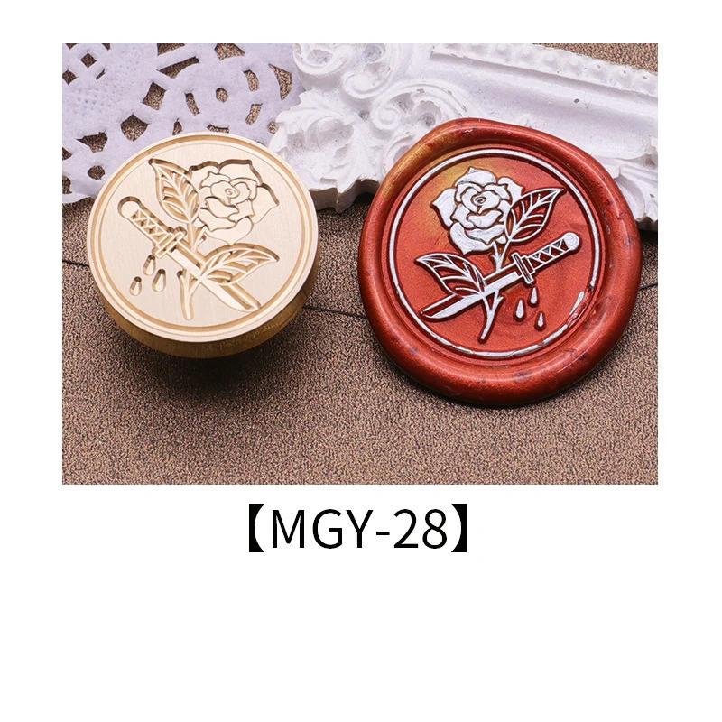 Wax Seal Stamp Heads Rose Pattern for Wedding Invitation Envelope Scrapbooking Flower Stamp for Card Making Craft Decoration