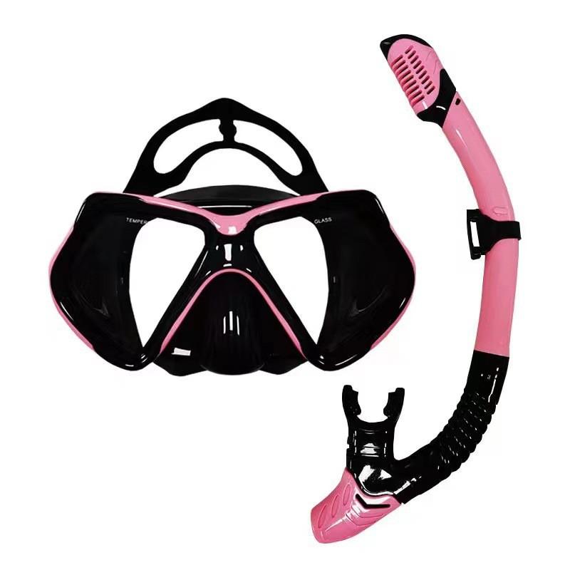Anti-fog Waterproof Diving Mask Snorkel Goggles Adults Large Frame Silicone With Nose Cover