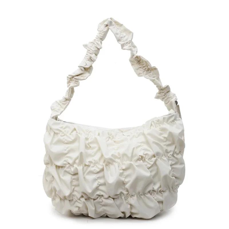 New Zipper Solid Popularity Persality Crossbody Bags for Women 2026 High Quality Sense of Luxury Wrinkles Cloth Shoulder Bags