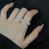 Sky Mirror Light Luxury High-End Zircon Niche Design Fashion Open Ring Pearl Stacked Ring Woman