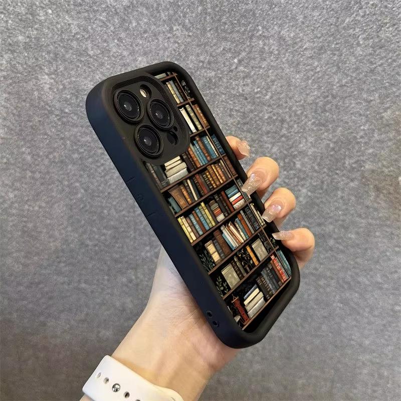 Shockproof Bumper Phone Case For iPhone 16 15 14 13 12 11 Pro Max XS X XR 7 8 Plus Mini SE 2020 2022 Bookshelf Print