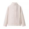 Women's Faux Suede Button Jacket Oversized Gathered Hem Short Length Coat Casual Vintage Outerwear With Pockets