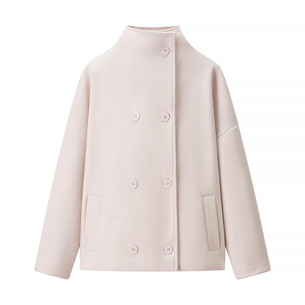 Women's Faux Suede Button Jacket Oversized Gathered Hem Short Length Coat Casual Vintage Outerwear With Pockets