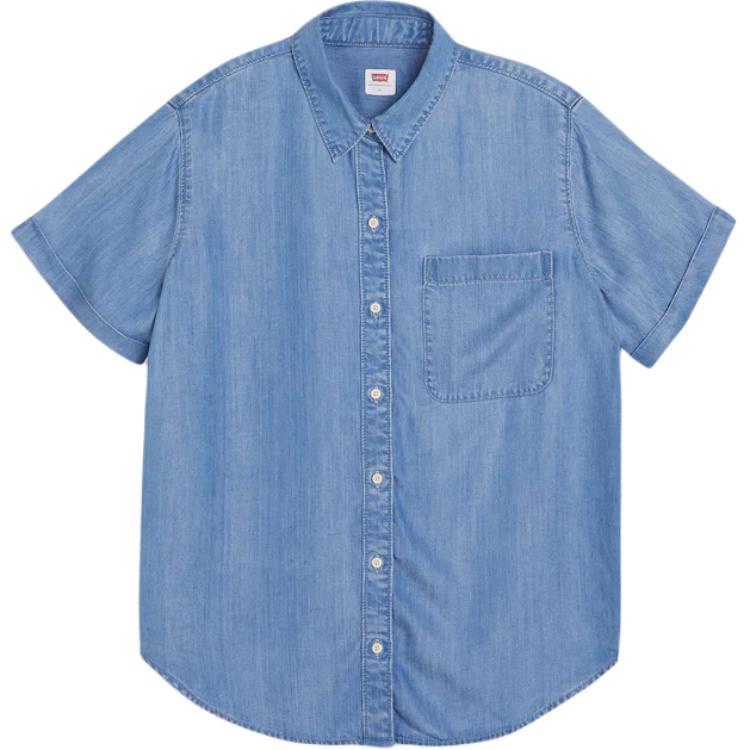 Levis Простая Удобная Универсальная Повседневная Рубашка с Острым Воротником и Короткой Рукавой Женская рубашка 001SJ-0004 L