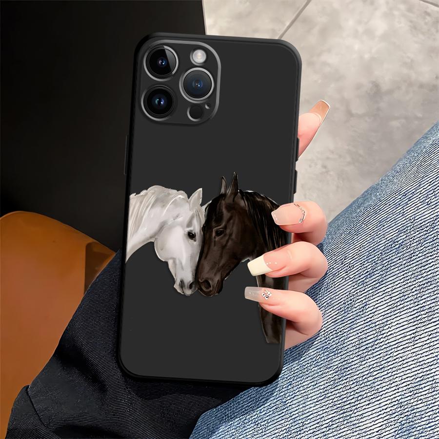 White Black Horse Funda Phone Cover Case for Apple iPhone 17 Pro Max 11 XR XS MAX 14 12 Air 16 15 Pro 7 8 13