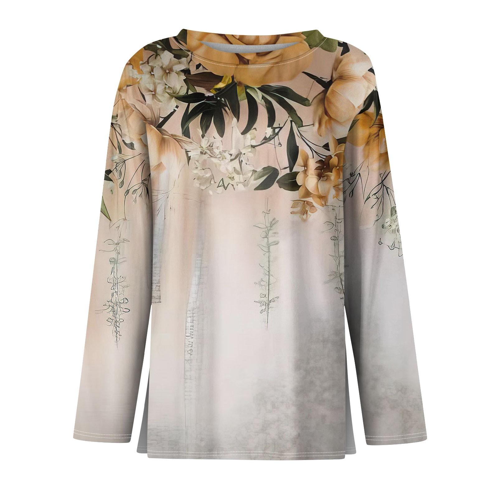 Женская модная повседневная свободная футболка с разрезом и круглым вырезом с длинным — фото 4