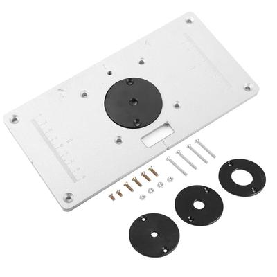 Placa de Inserção de Mesa de Router de Alumínio 235*120*8mm com 4 Anéis e Parafusos para Bancadas de Marcenaria
