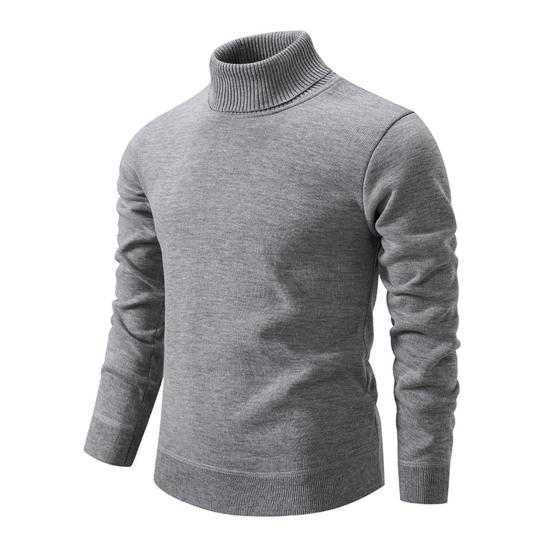Men Turtleneck Sweater Slim Fit Knit High Neck Pullover Warm Winter Solid Color Rollneck Sweater for Daily Wear Work School Street