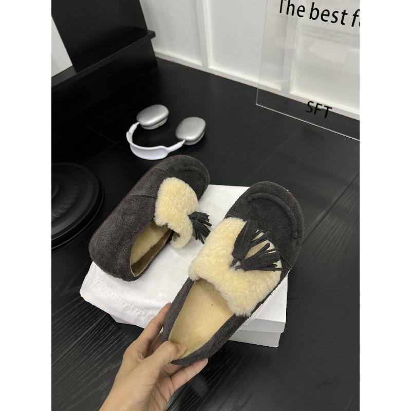 Women's Large Size Soft Sole Heightening Winter Warm Fur One Anti-slip Snow Boots Fluffy Lined Ankle Boots Outdoor Sports Fur Leather Shoes