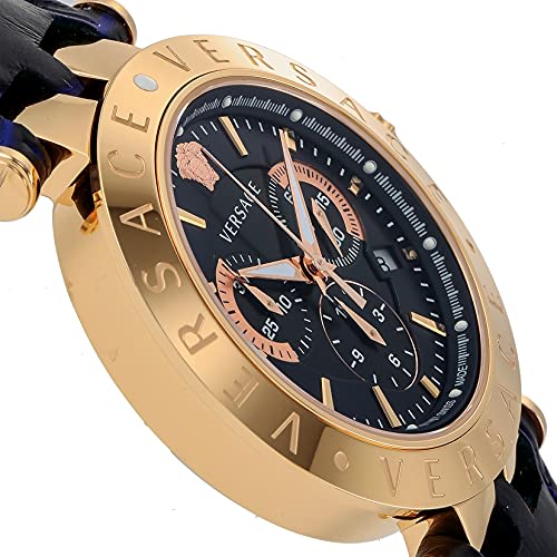 VERSACE V-RACE CHRONO Men's Watch, Navy Dial, Quartz Movement, Water Resistant, Sapphire Crystal, 42mm, VERQ00120