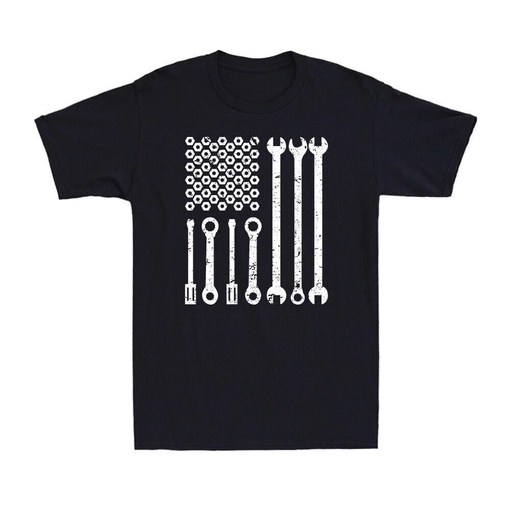 Mechanic Flag Car Mechanic Garage Repair Tool Mechanical Vintage Men s T-Shirt XS