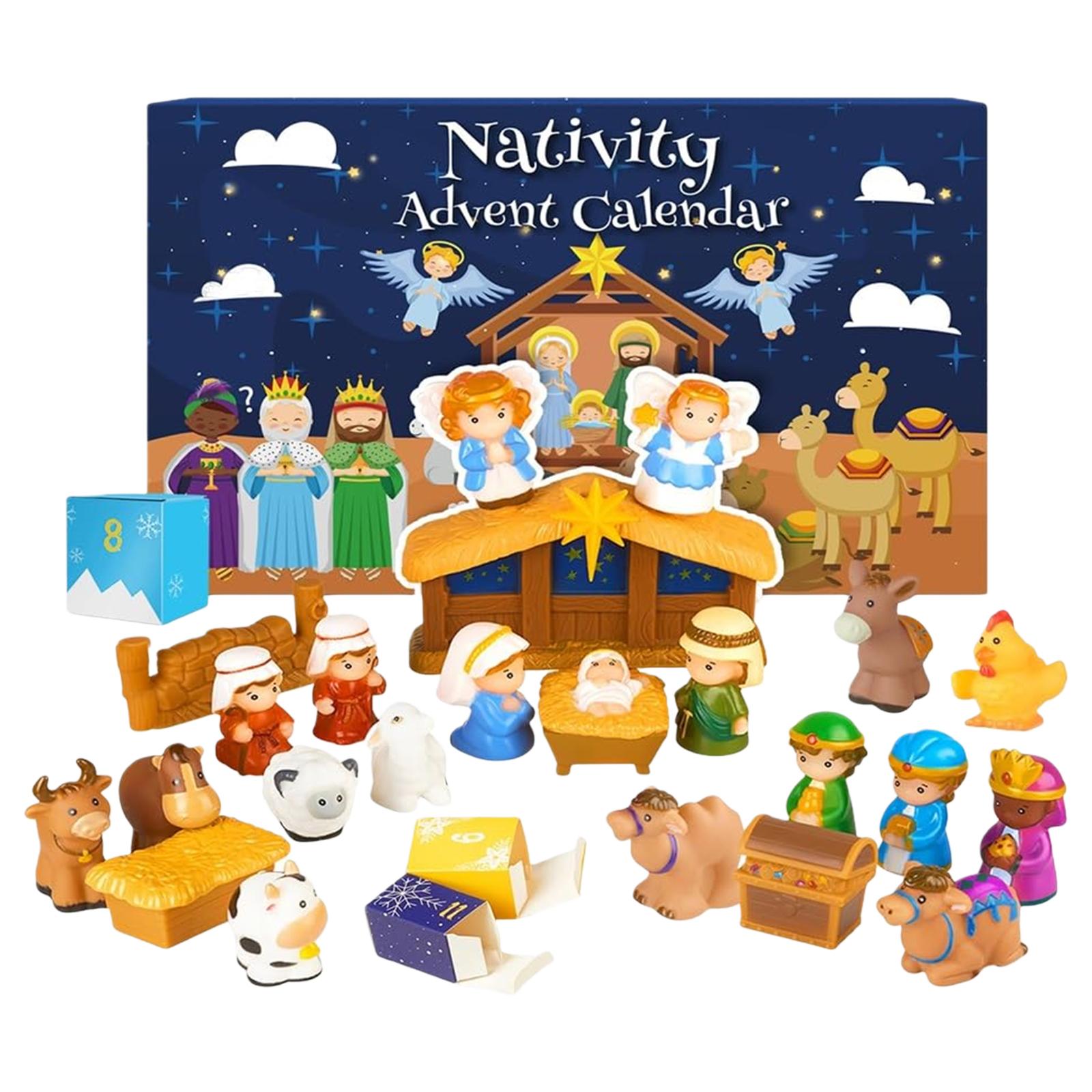 

24 Days Nativity Advent Countdown Calendar 2026 Christmas Story Nativity Playset Christian Religious Advent Calendar For Kids 1Pcs