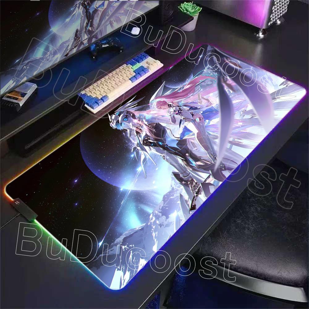 New Role Kawaii Aemeath RGB Mousepad Gaming Wuthering Waves Cute Anime Girl Mouse Pad XXL Computer Non-slip Rubber Keyboard Mats