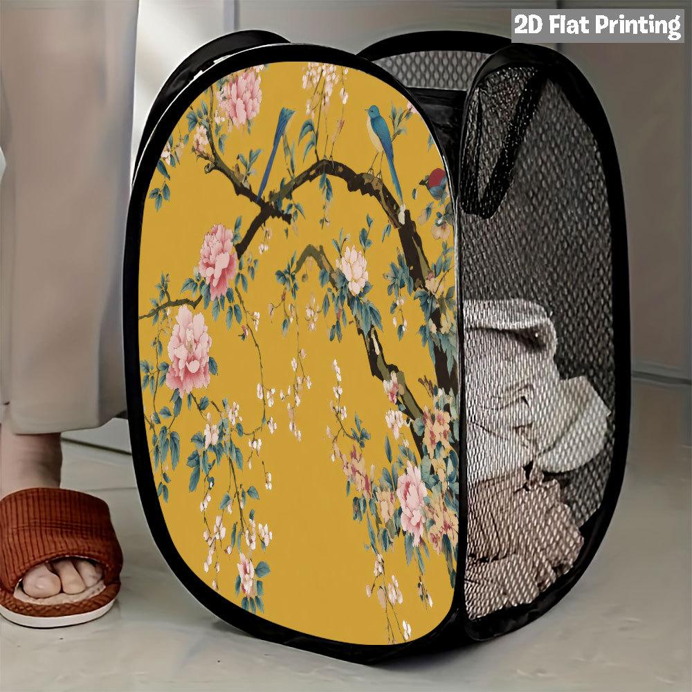 1Pcs Autumn Sunflower Pumpkin Series 6 Pop-Up Laundry Hamper Expandable Mesh Hamper Basket for Room Bedroom Bathroom Organization Contemporary Storage