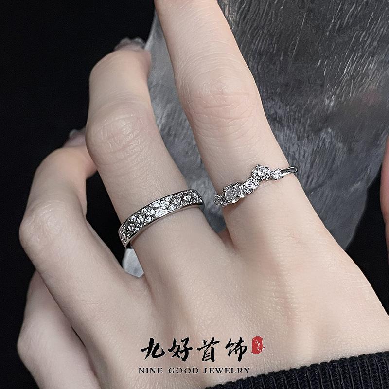 Personality Full Of Diamonds, Light Luxury, High-End Sense, Niche Design Sense, Cold Wind, Simple Inlaid Zir*****Pen Ring, Female