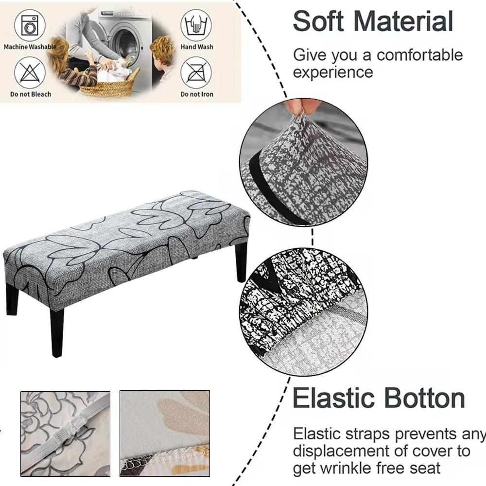 1Pc Long Bench Cover Stretch Polyester Removable Washable Anti-Dirty Piano Stool Chair Covers Living Room Bedroom Seat Protector