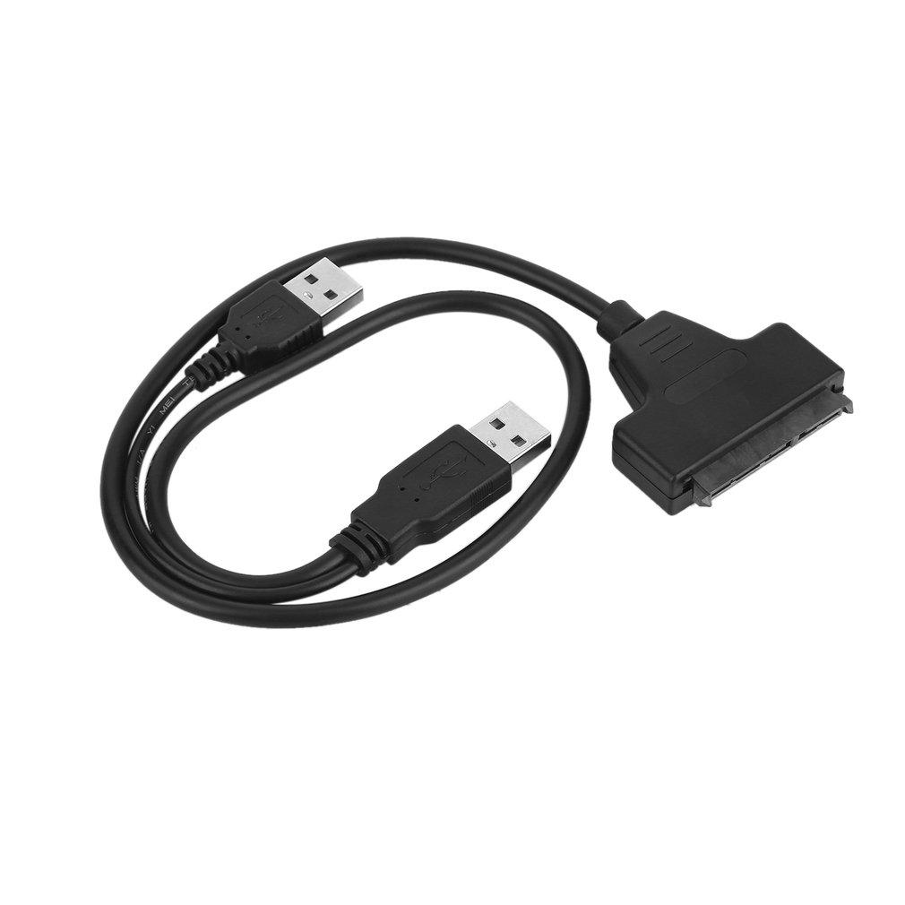 Double USB 2.0 Male To SATA 7+15P 22 Pin Cable Adapter For 2.5" SSD/Hard Disk Drive USB 2.0 SATA 7+15Pin To USB 2.0 Adapter Hot