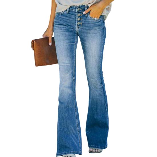 

Женские брюки с застежкой-молнией на пуговицах и несколькими карманами, шикарный классический дизайн, женские джинсы, одежда, топ S