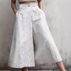 Women's 2025 Casual Striped Wide Leg Pants Button Decorated Loose Pants