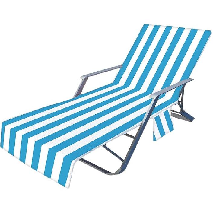 Patio Chaise Lounges Covers, Beach Lounges Chair Towel Cover,Soft Microfiber Patio Pool Chairs Cover with Side Pockets,83 X 30inch Chair Cover for