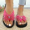 Women's Slip-On Rhinestone Sandals - Sparkling Toe Strap, Slip-Resistant EVA Sole - Pink Formal & Casual Shoes for Parties