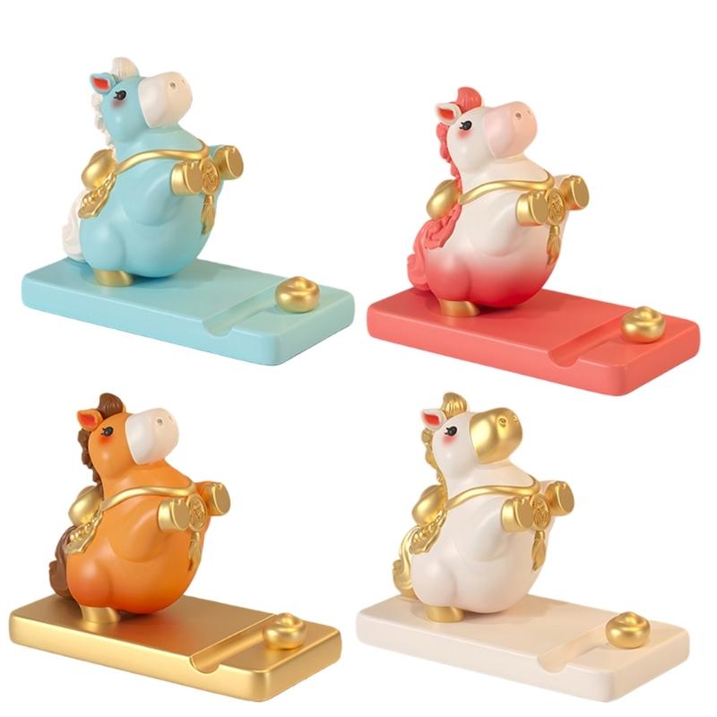 Fortune Bringing Horse Theme Mobile Holder Artistic Rosin Crafted Cellphone Stand Phone Support Stand for Office Decor