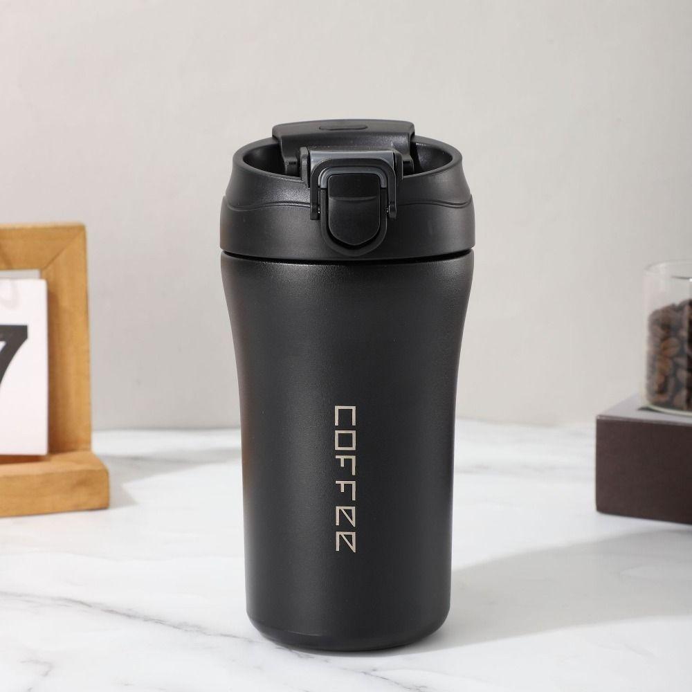 420ml Capacity Coffee Cup Flip Lid Vacuum Tumbler Creative Water Bottle Travel
