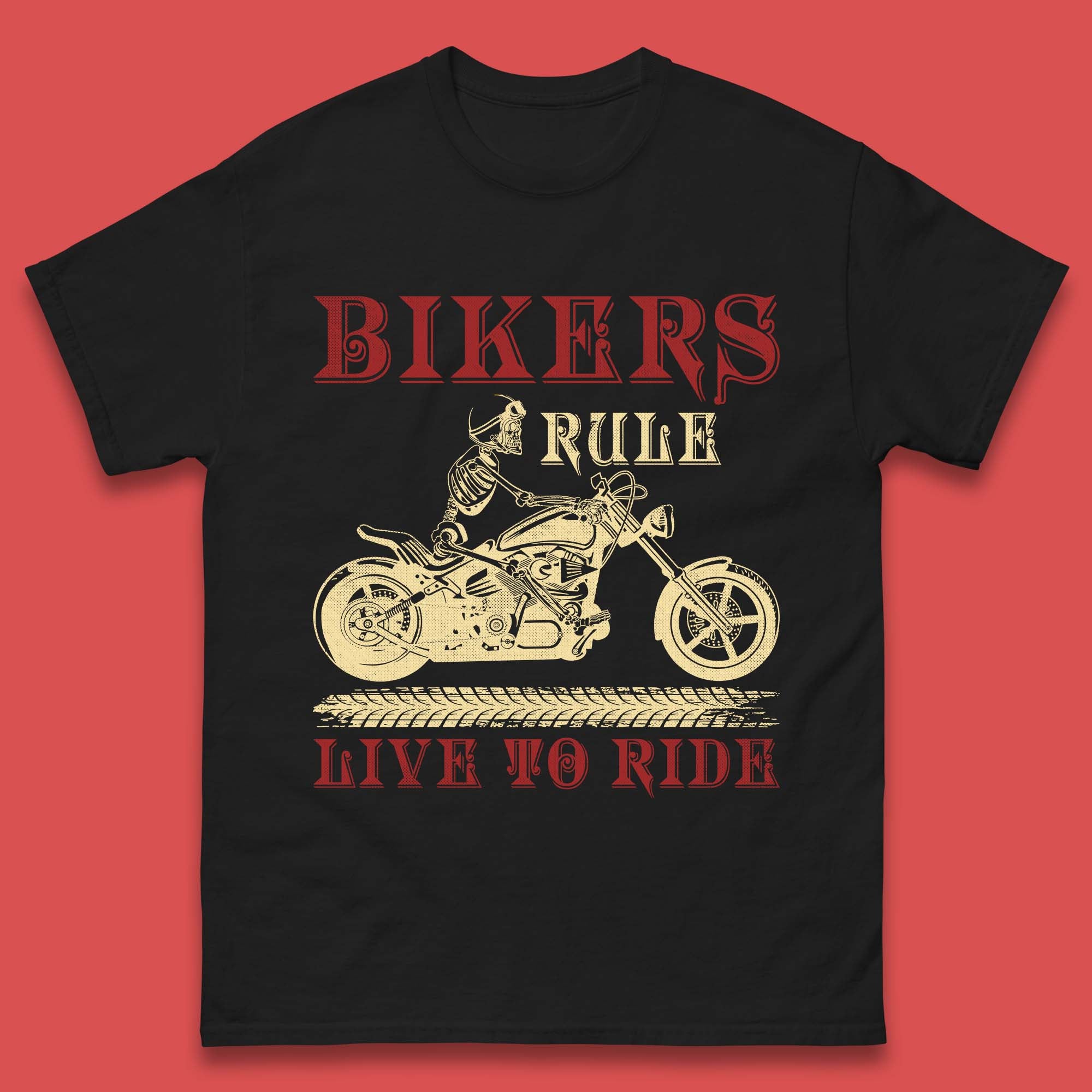 Bikers Rule Live To Ride Mens T-Shirt Womens Tops Tees 2XL