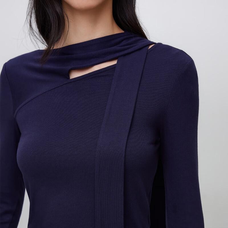 ONLY 2025 Winter Asymmetric Neck Slim-Fit Long Sleeve T-Shirt