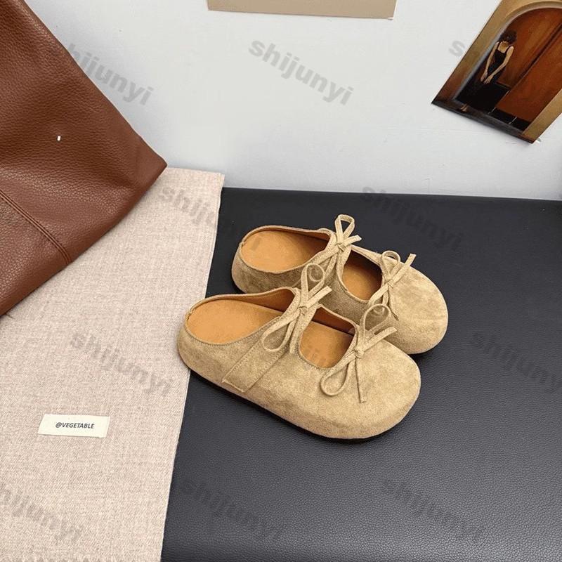 Fashion Women Summer Shoes 2025 Summer New Round Toe Vintage Non Slip Height Increase Slippers Fashion Bow-knot Outdoor Baotou Sandals