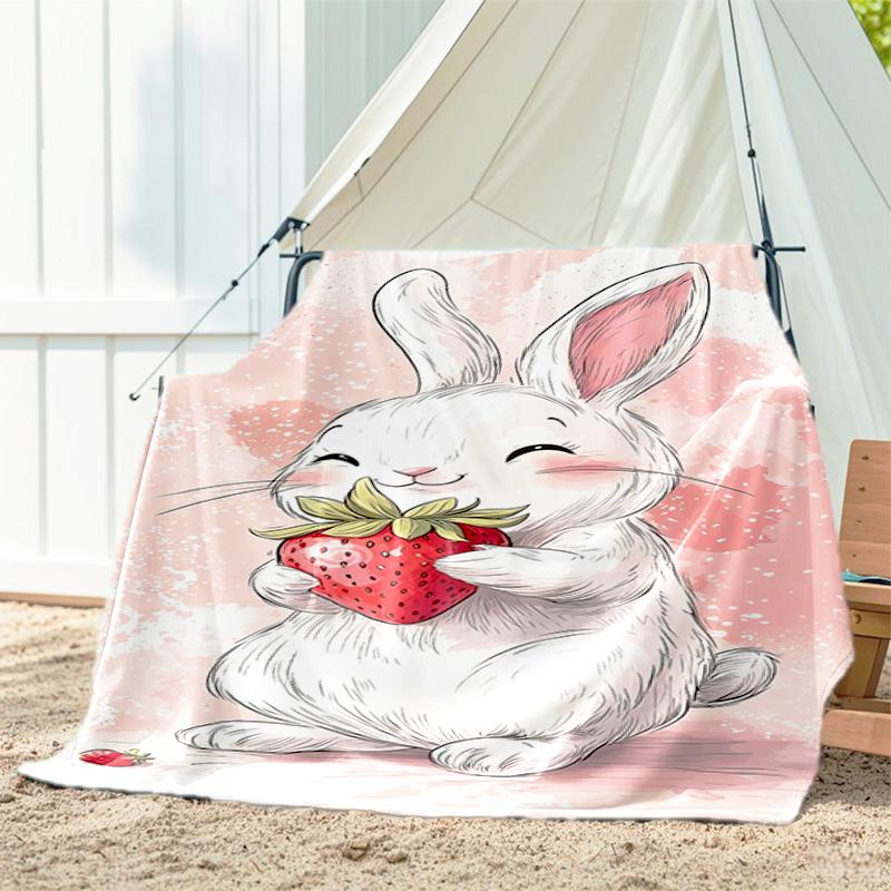 1pc Animals: Rabbit, Cat, Pattern Blanket, All Season Lightweight Home Office Outdoor Nap Multifunctional Blanket
