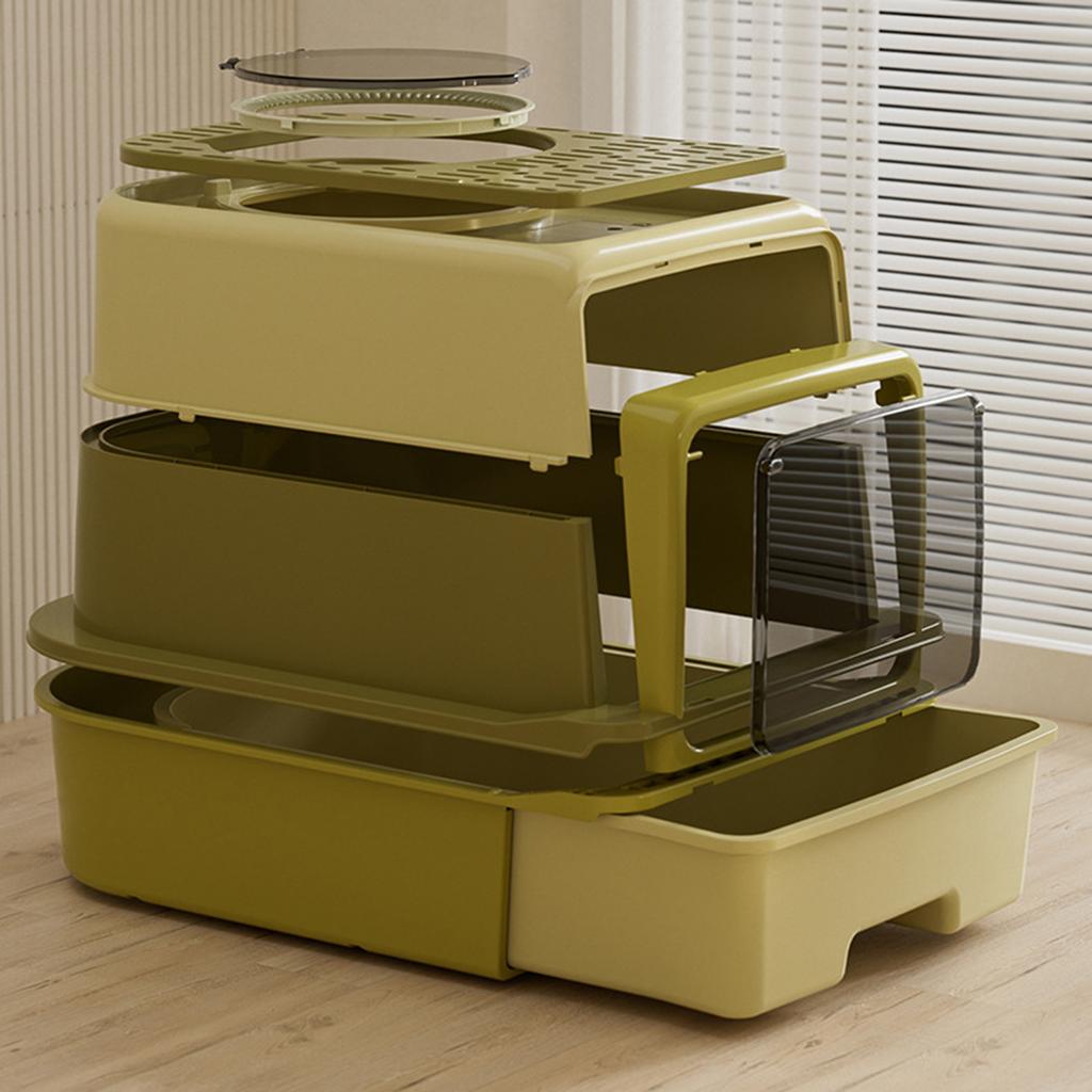 Fully Enclosed Cat Litter Tray,Hooded Cat Litter Box with ,Bedpan,Pet Litter Box,Pet Litter Tray with Lid for Travel