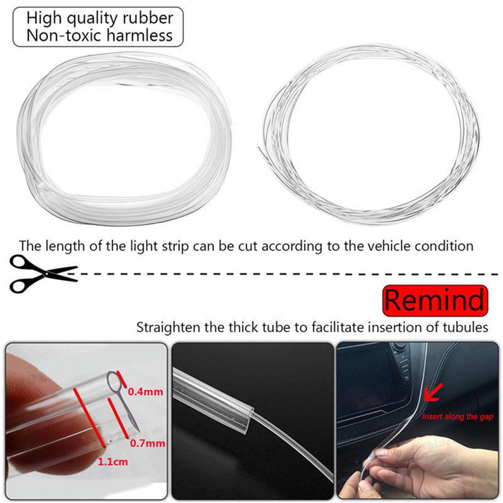 5M RGB Atmosphere Lamps Light Guide Strip Car Interior Decorative Accessories