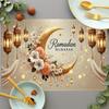 Ramadan Mubarak Leinen-Platzsets Feiertagsparty-Dekoration Goldene Mondlaterne Blumige Eid Al-Fitr Tischsets Ramadan-Dekorationen