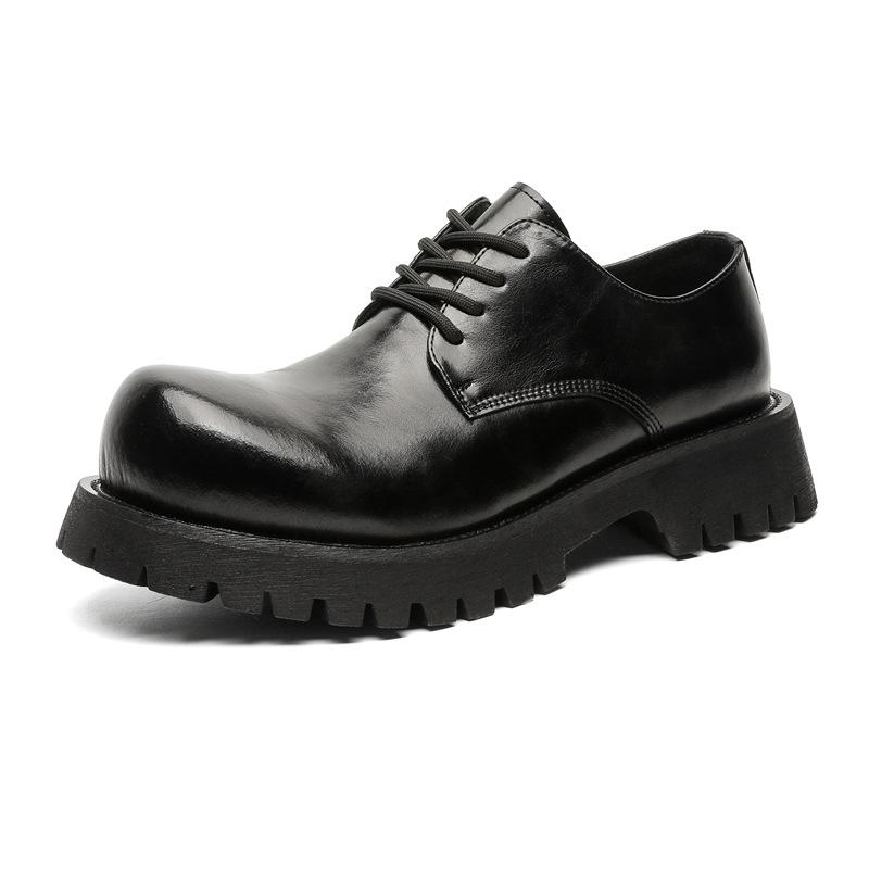 Big head Derby shoes 2024 new men's shoes niche platform casual leather shoes upturned head small leather shoes 1098-J